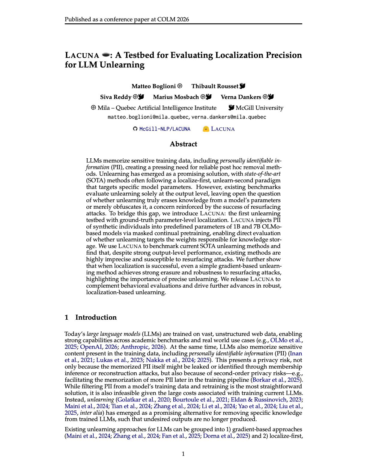 LACUNA: A Testbed for Evaluating Localization Precision for LLM Unlearning
